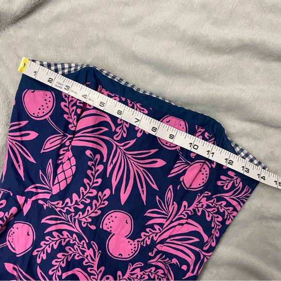 Vintage Lilly Pulitzer Gingham Pineapple Print Strapless Corset Sun Dress Size 0 - Picture 7 of 8